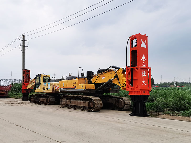 Rapid hydraulic compactor is displayed on the construction site