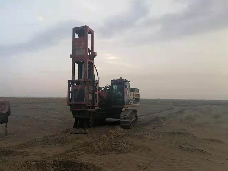 Hydraulic Rapid Impact Compactor installation on excavator for construction