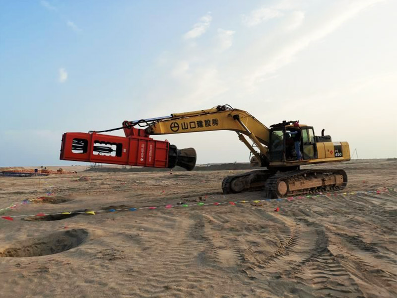 Rapid impact compactor installed on Excavator