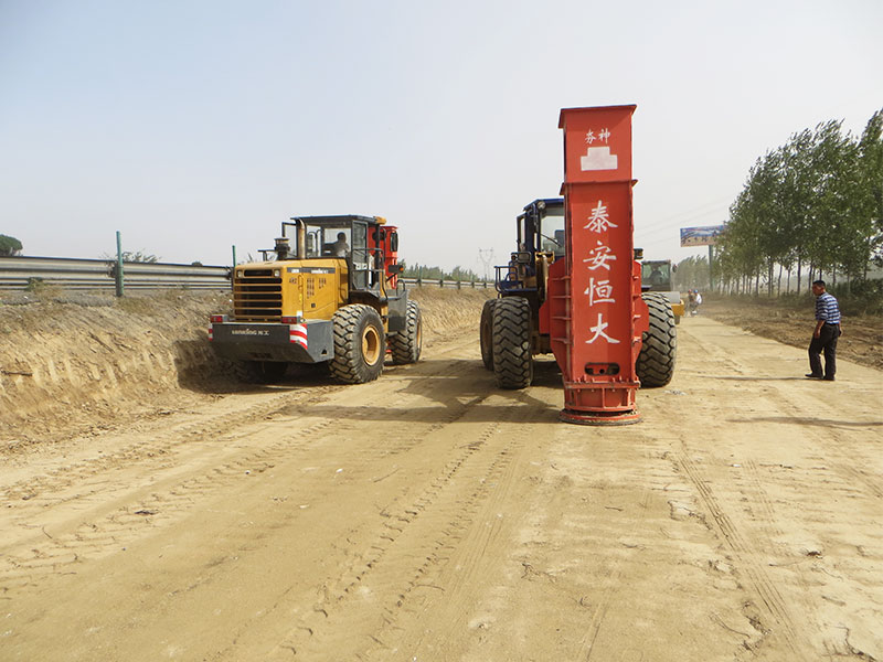 Two rapid impact compactors treat the subgrade